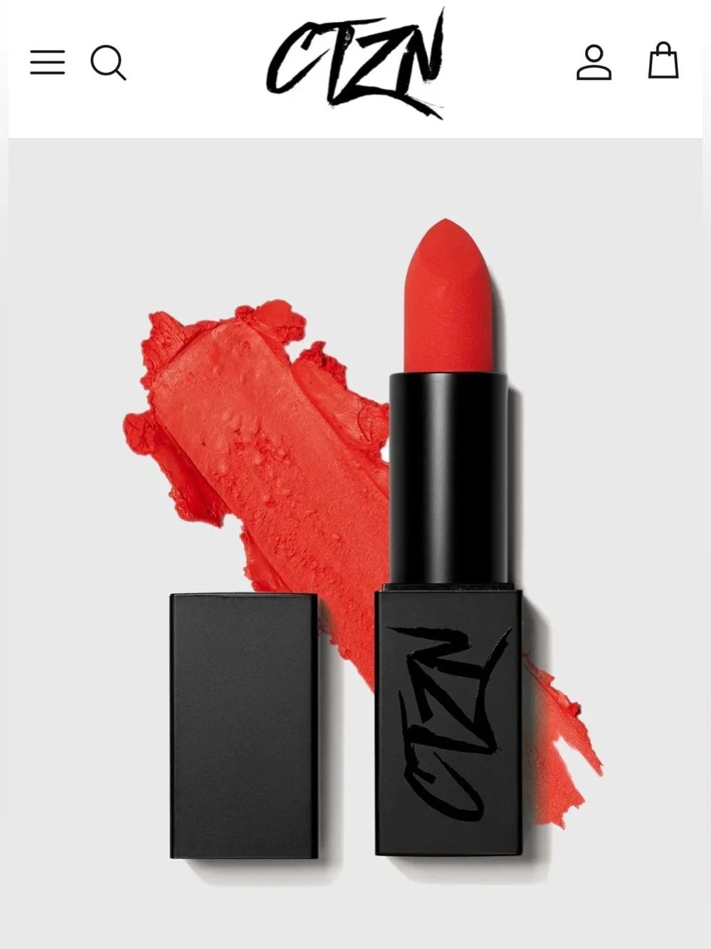 CTZN Cosmetics Matte Lipstick - 01 Code Red, AHMAR